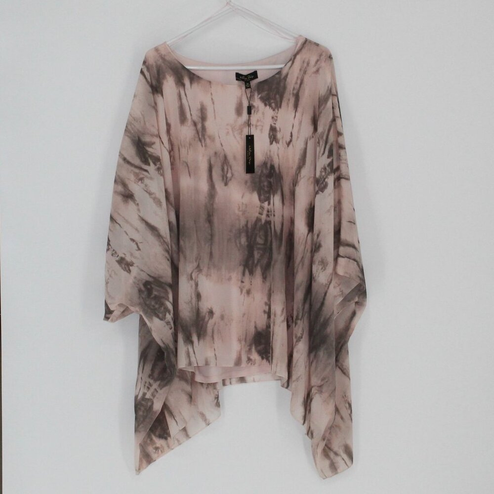 NWT Women's Pink Tie-Dye Flowing Poncho Top(3x)